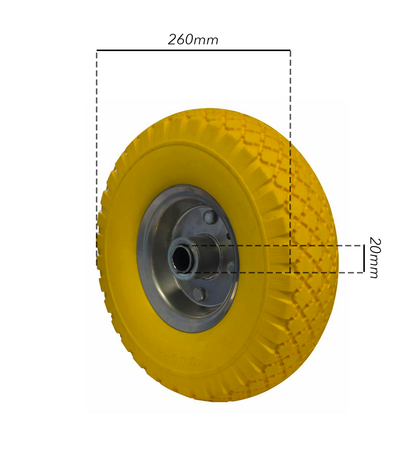 Ruota per carrelli gialla in poliuretano 3.00x4" portata 60kg Ø 260mm