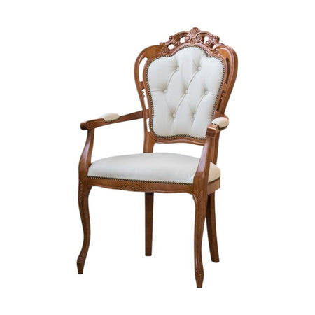 MOBILI 2G - Capotavola classico legno ciliegio capitoneè  ecopelle beige 60x55x110
