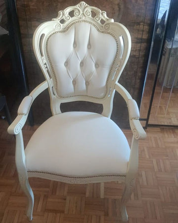 MOBILI 2G - Capotavola shabby legno avorio anticato capitoneè  ecopelle bianca 60x55x110