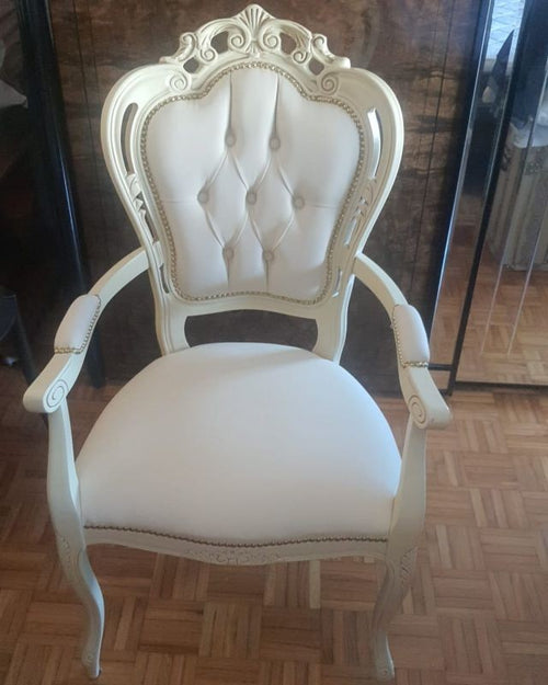 MOBILI 2G - Capotavola shabby legno avorio anticato capitoneè  ecopelle bianca 60x55x110