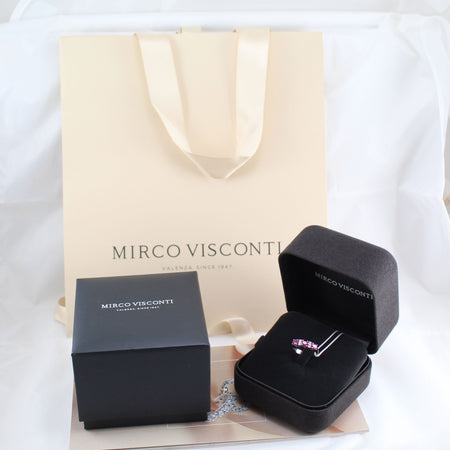 Anello donna riviera Mirco Visconti oro bianco con rubini e diamanti
