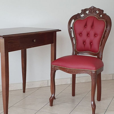 MOBILI 2G - Sedia classica legno capitoneè imbottita ecopelle rossa 56x50x110