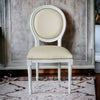 MOBILI 2G - Sedia shabby legno imbottita ecopelle beige 50x47x100
