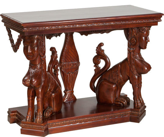 Biscottini Consolle in legno massiccio finitura noce 114x49x81 cm stile coloniale