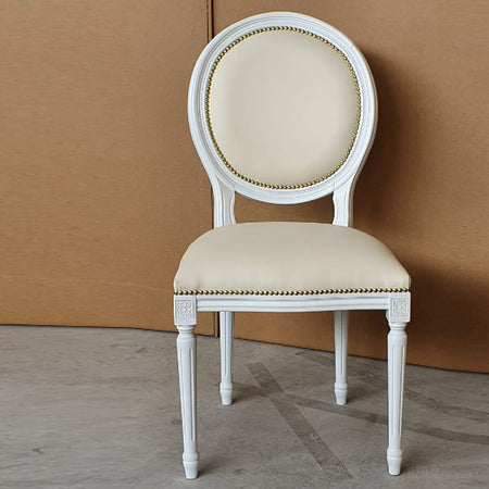 MOBILI 2G - Sedia shabby legno imbottita ecopelle beige 50x47x100