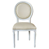 MOBILI 2G - Sedia shabby legno imbottita ecopelle beige 50x47x100