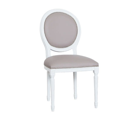 MOBILI 2G - Sedia shabby legno imbottita ecopelle tortora 50x47x100