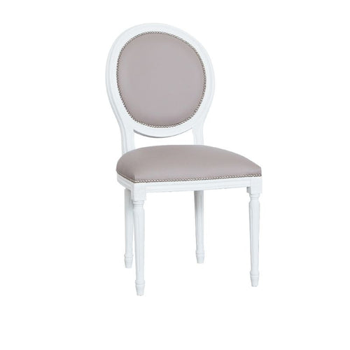 MOBILI 2G - Sedia shabby legno imbottita ecopelle tortora 50x47x100