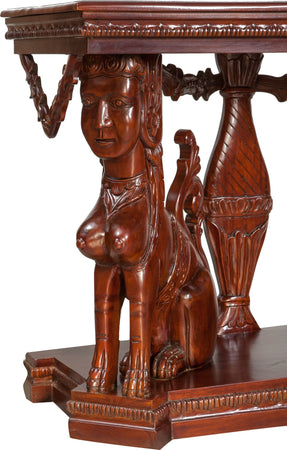 Biscottini Consolle Biscottini legno massiccio mogano intagliata 114x49x81 stile coloniale