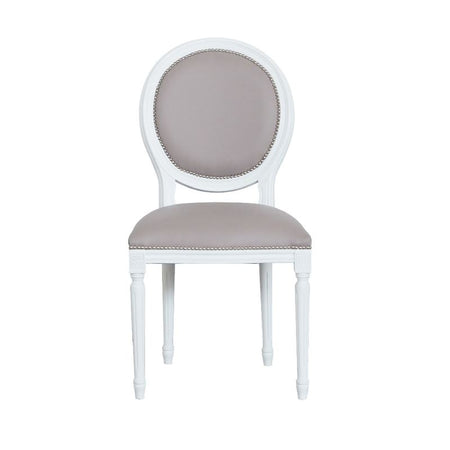 MOBILI 2G - Sedia shabby legno imbottita ecopelle tortora 50x47x100