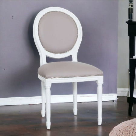 MOBILI 2G - Sedia shabby legno imbottita ecopelle tortora 50x47x100