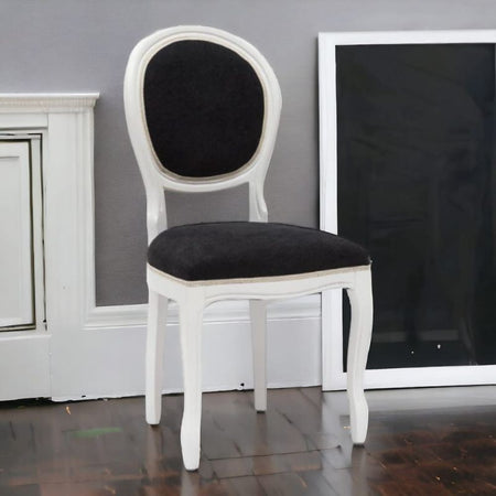 MOBILI 2G - Set 2 sedie shabby  legno imbottita microfibra nera 50x47x100