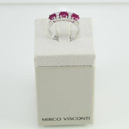Anello donna riviera Mirco Visconti oro bianco con rubini e diamanti