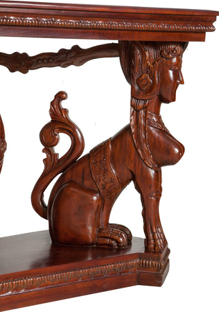 Biscottini Consolle Biscottini legno massiccio mogano intagliata 114x49x81 stile coloniale