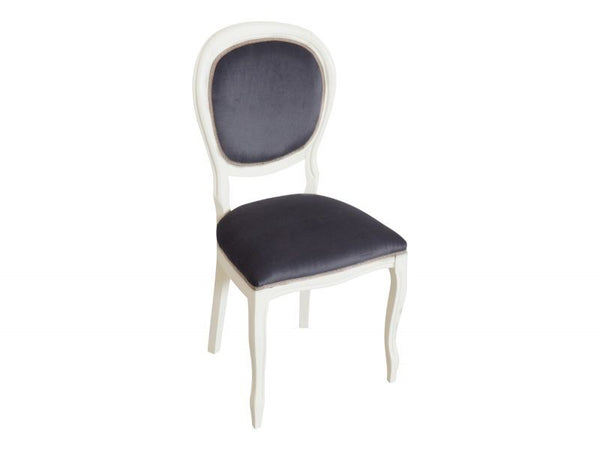 MOBILI 2G - Set 2 sedie shabby  legno imbottita microfibra blu 50x47x100