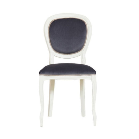 MOBILI 2G - Set 2 sedie shabby  legno imbottita microfibra blu 50x47x100