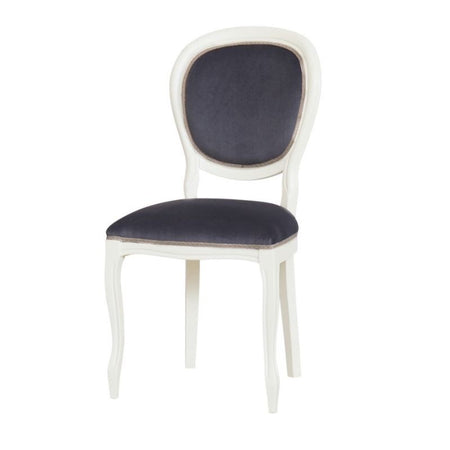 MOBILI 2G - Set 2 sedie shabby  legno imbottita microfibra blu 50x47x100