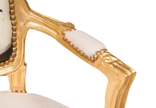 Biscottini Poltrona Biscottini Luigi XVI legno faggio foglia oro 63x65x100 intagliata a