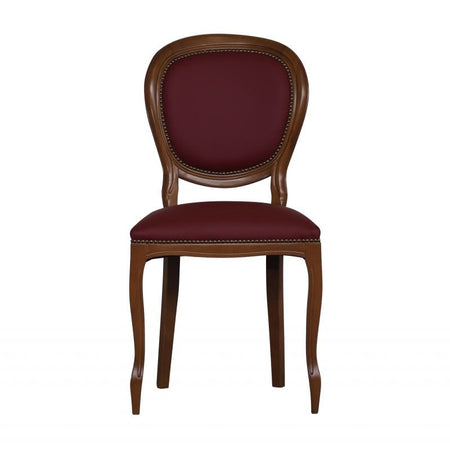 MOBILI 2G - Set 2 sedie classiche legno imbottite ecopelle bordeaux 50x47x100