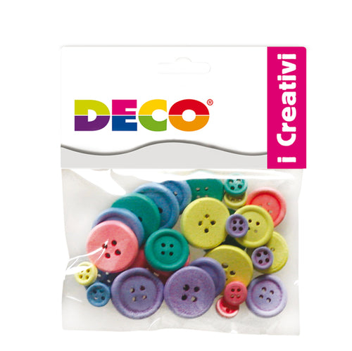 Confezione 30 Bottoni In Legno Colori Pastello Deco