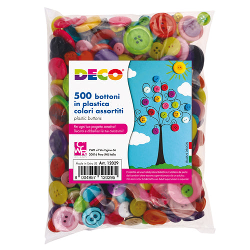Confezione 650 Bottoni In Plastica Colori Assortiti Deco
