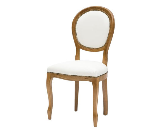 MOBILI 2G - Set 2 sedie classiche legno imbottite ecopelle bianca 50x47x100