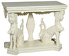 Biscottini Consolle in legno massiccio finitura bianca anticata L114xPR49xH81 cm stile