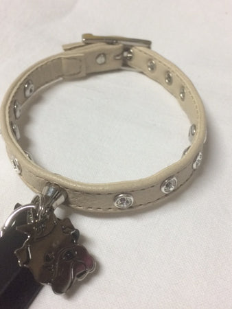 Collarino beige per cani in Ecopelle e Swarovski Pet Follie