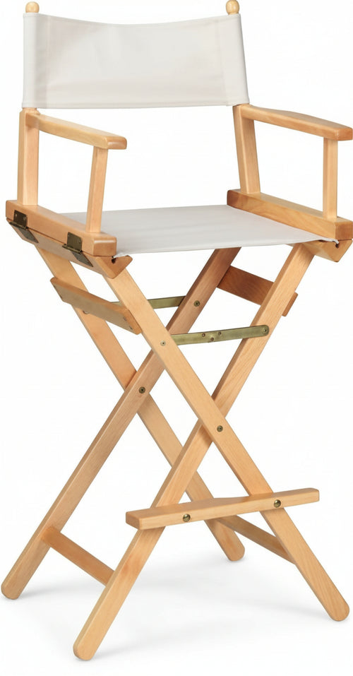 MOBILI 2G - Sedia da regista legno naturale stoffa bianca 52x43x120