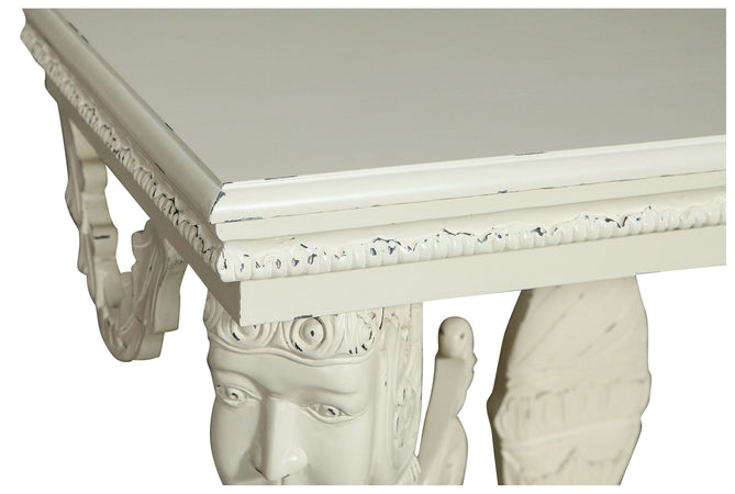 Biscottini Consolle in legno massiccio finitura bianca anticata L114xPR49xH81 cm stile