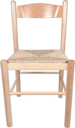 MOBILI 2G - Set 2 sedie arte povera legno naturale seduta paglia 43x43x83