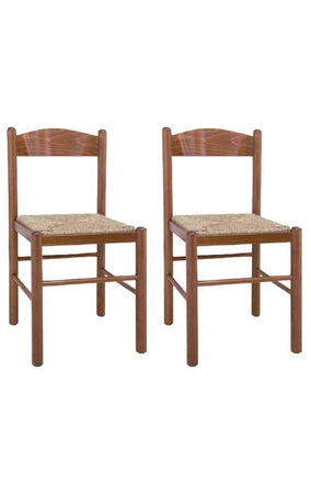 MOBILI 2G - Set 2 sedie arte povera legno bassano seduta paglia 43x43x83