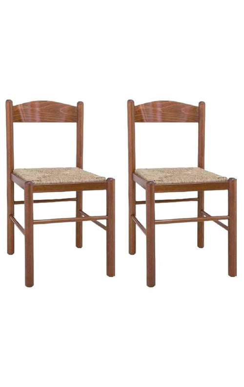 MOBILI 2G - Set 2 sedie arte povera legno bassano seduta paglia 43x43x83