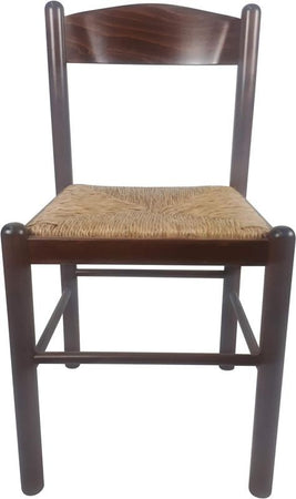 MOBILI 2G - Set 2 sedie arte povera legno tinta noce seduta paglia 43x43x83