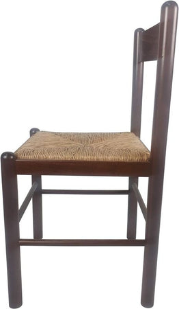 MOBILI 2G - Set 2 sedie arte povera legno tinta noce seduta paglia 43x43x83