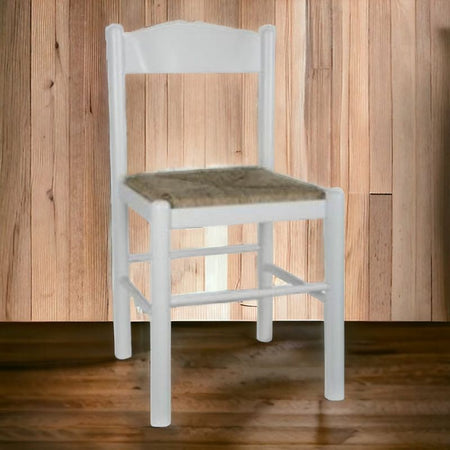 MOBILI 2G - Set 2 sedie shabby legno bianco seduta paglia 43x43x83