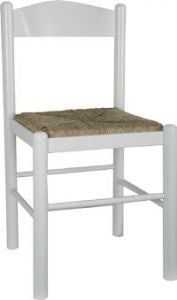 MOBILI 2G - Set 2 sedie shabby legno bianco seduta paglia 43x43x83