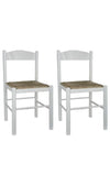 MOBILI 2G - Set 2 sedie shabby legno bianco seduta paglia 43x43x83