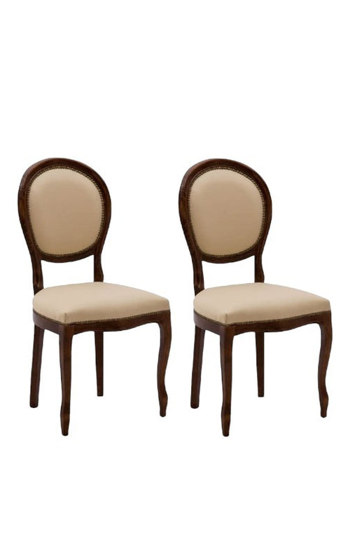 Set 2 sedie classiche  legno imbottita ecopelle beige 50x47x100