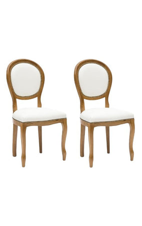 MOBILI 2G - Set 2 sedie classiche legno imbottite ecopelle bianca 50x47x100