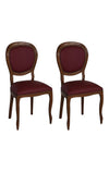 MOBILI 2G - Set 2 sedie classiche legno imbottite ecopelle bordeaux 50x47x100