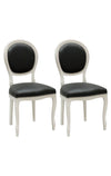 MOBILI 2G - Set 2 sedie shabby  legno imbottita ecopelle nero 50x47x100