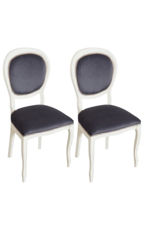 Sedia shabby legno imbottita microfibra blu 50x47x100