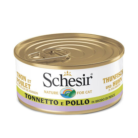 Schesir Tonnetto e Pollo in Brodo Scatoletta per Gatti Adulti 85gr