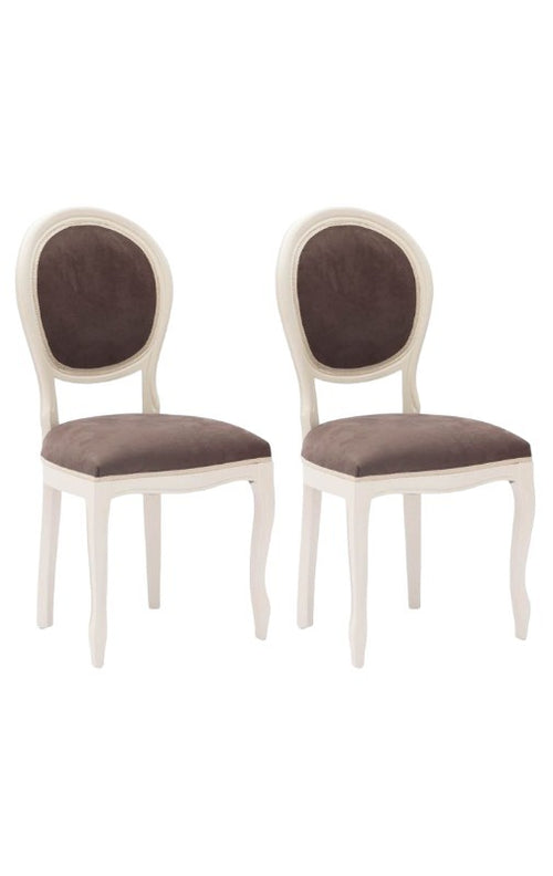 MOBILI 2G - Set 2 sedie shabby  legno imbottita microfibra marrone 50x47x100