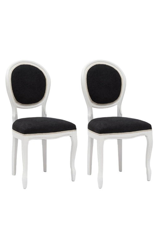 MOBILI 2G - Set 2 sedie shabby  legno imbottita microfibra nera 50x47x100