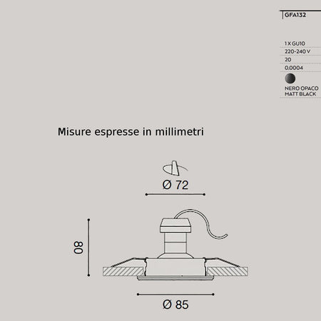 Faretto incasso Gea Led ORIM R GFA132 LED spot orientabile alluminio nero cartongesso GU10