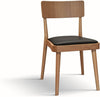 MOBILI 2G - Set 2 sedie legno naturale seduta ecopelle nera 48x45,5x79
