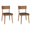 MOBILI 2G - Set 2 sedie legno naturale seduta ecopelle nera 48x45,5x79