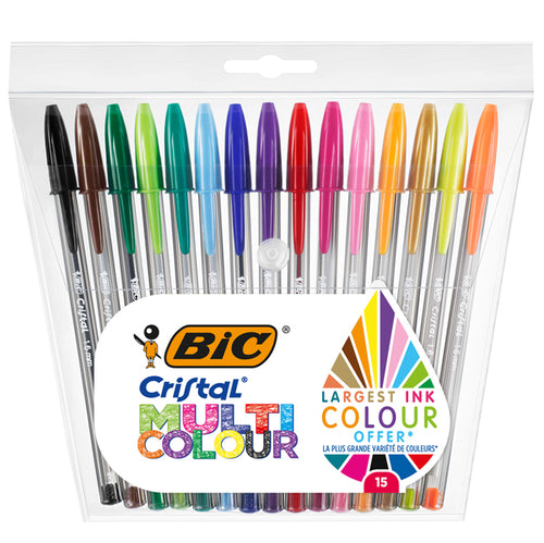 Scatola 15 Penna Sfera Cristal Multicolor 1,6Mm Ink Ass. Bic